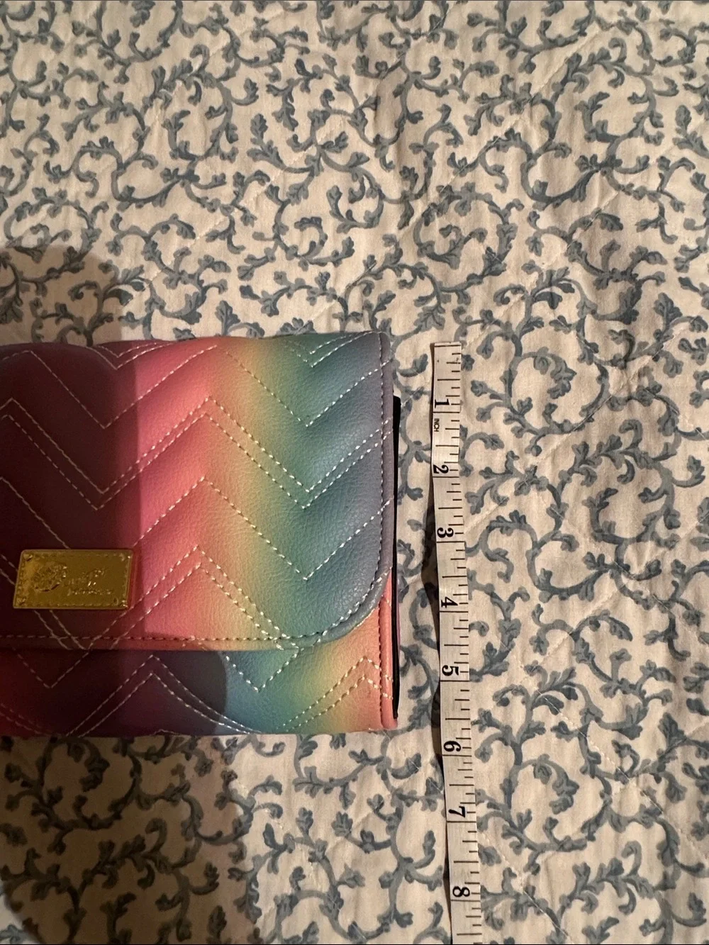 Betsey Johnson Rainbow Chevron Quilted Clutch - Pastel Multicolor